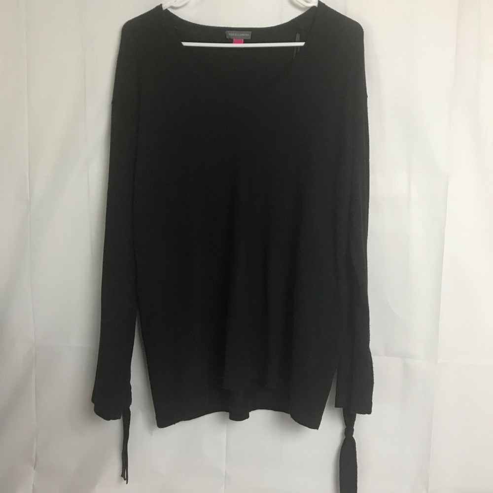 Vince Camuto Knit Top Braid Open Bell Sleeves jP